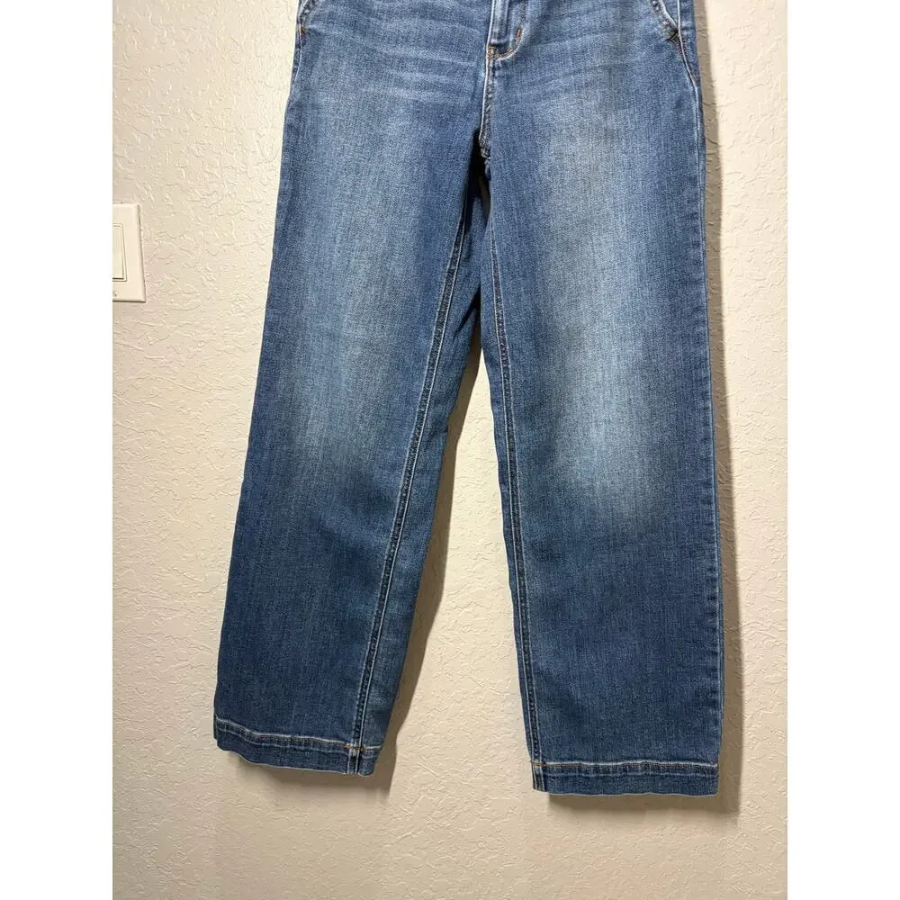 Judy Blue Dark Wash Wide Leg Stretch Jeans Sz 9/29 Boho Casual Preppy - Picture 3 of 7